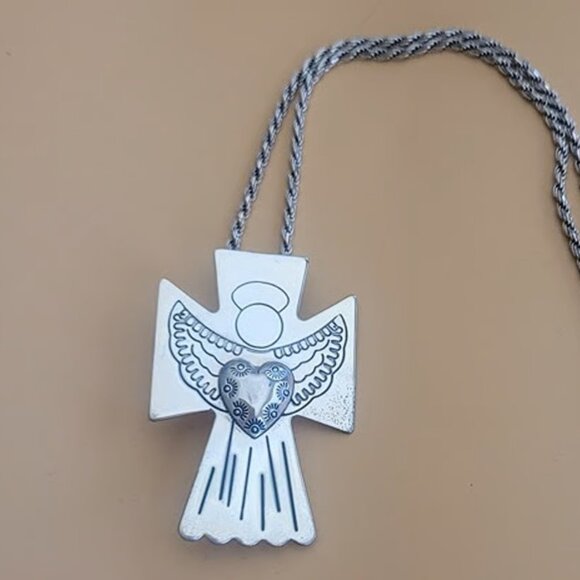 Authentic Guardian Angel Brooch Necklace Pendant Carolyn Pollack Relios S Silver - Picture 1 of 9